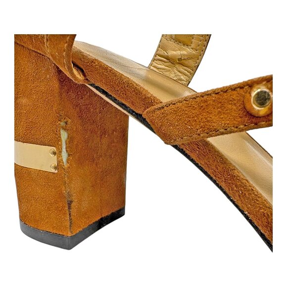 STUART WEITZMAN Cleo Rivet Camel Suede Gladiator Sandals - Picture 10 of 12